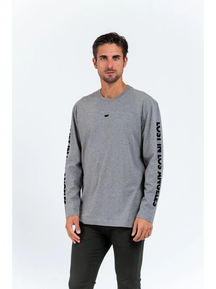Gray Cotton Long Sleeve T-Shirt
