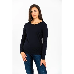 Navy Blue Cotton Long Sleeve T-Shirt