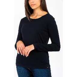 Navy Blue Cotton Long Sleeve T-Shirt