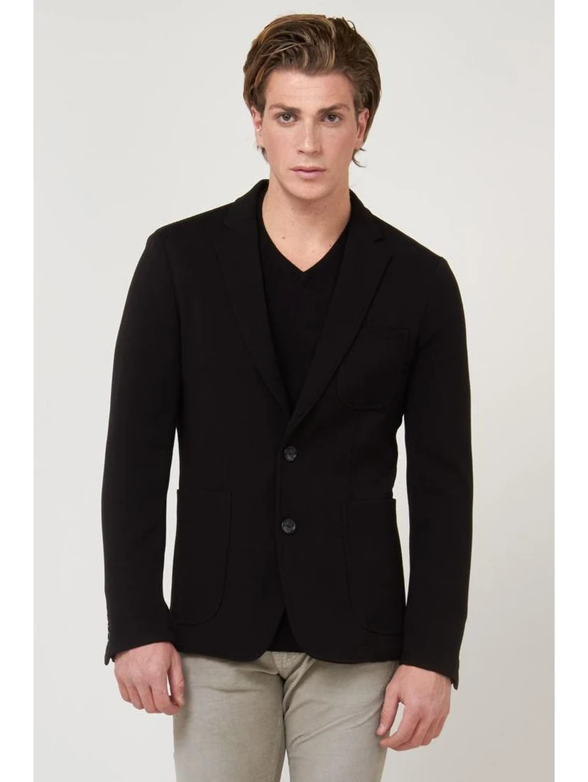 Black Polyester Blazer