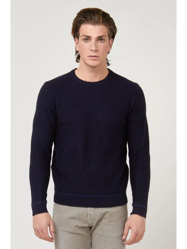 Navy Blue Marabou Sweatshirt