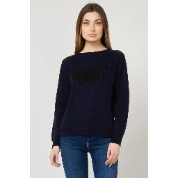Navy Blue Marabou Sweatshirt
