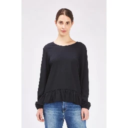Black Polyester Long Sleeve T-Shirt