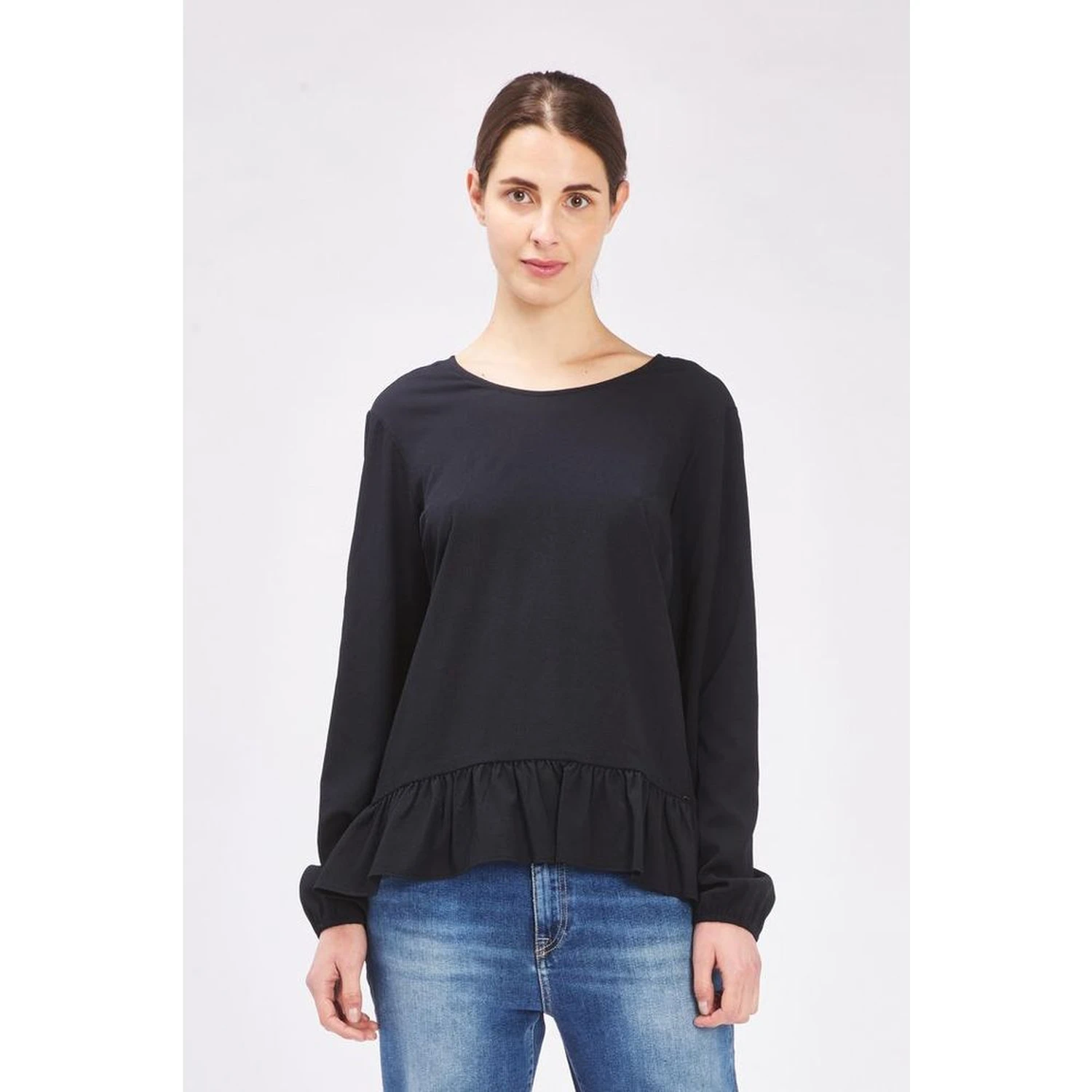 Black Polyester Long Sleeve T-Shirt