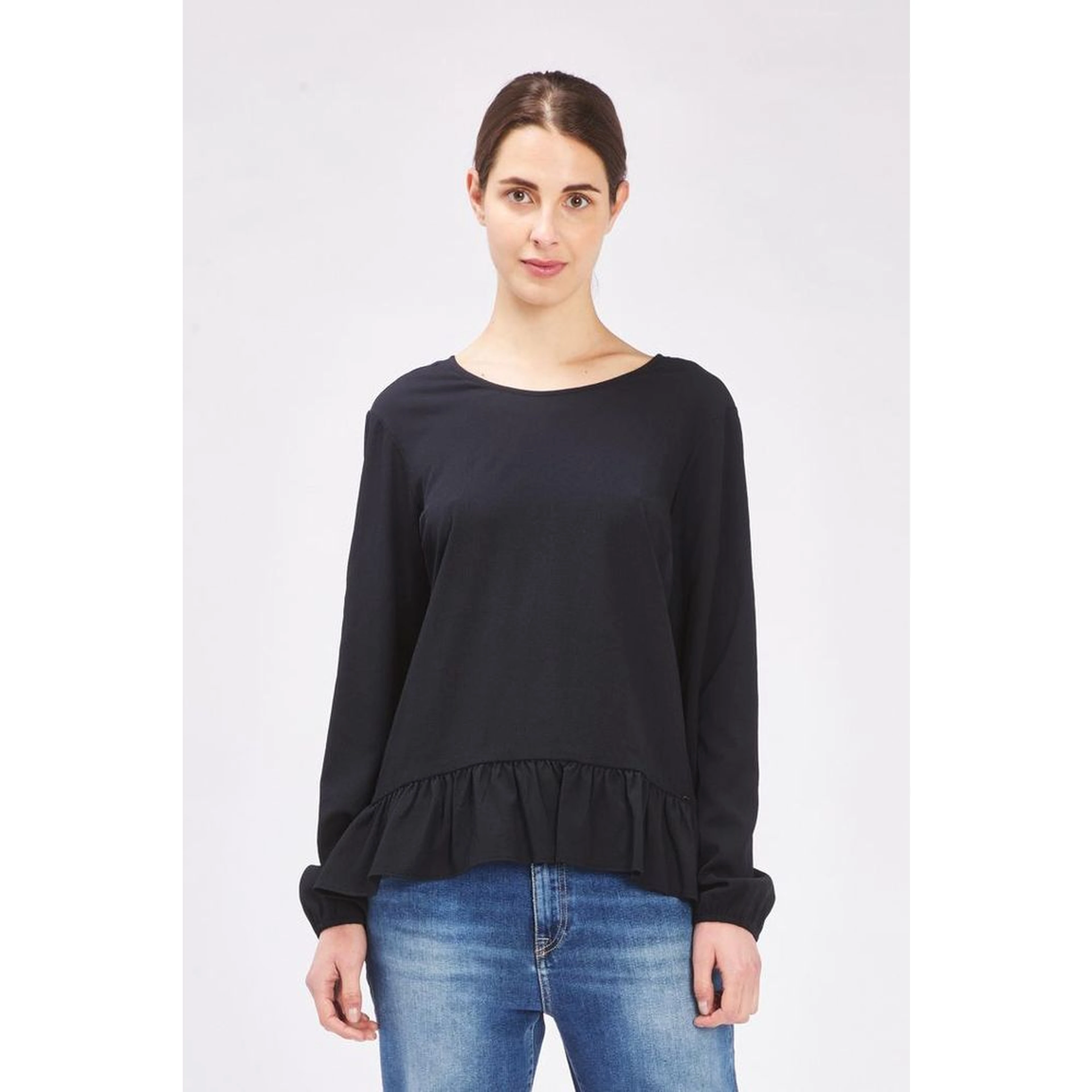 Black Polyester Long Sleeve T-Shirt