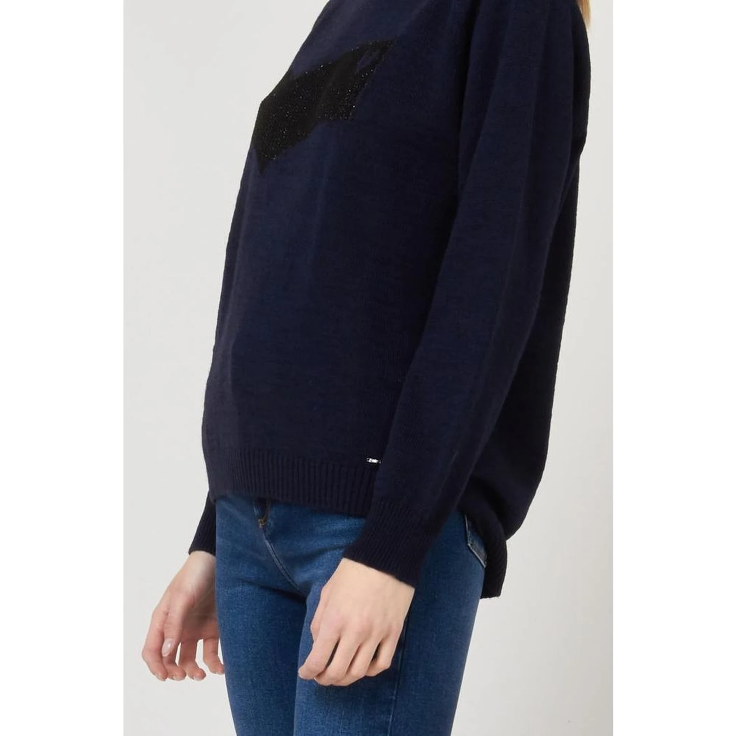 Navy Blue Marabou Sweatshirt