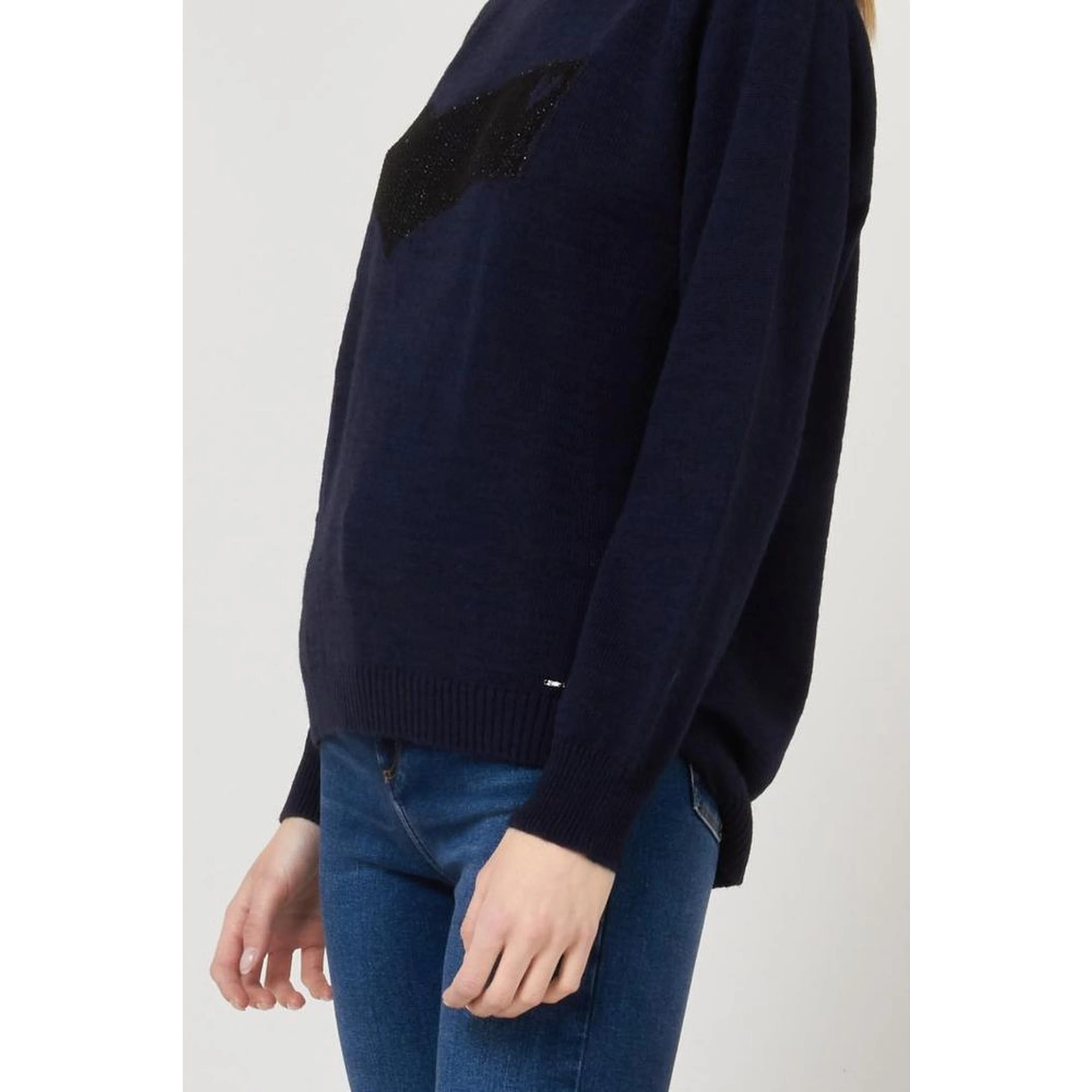 Navy Blue Marabou Sweatshirt