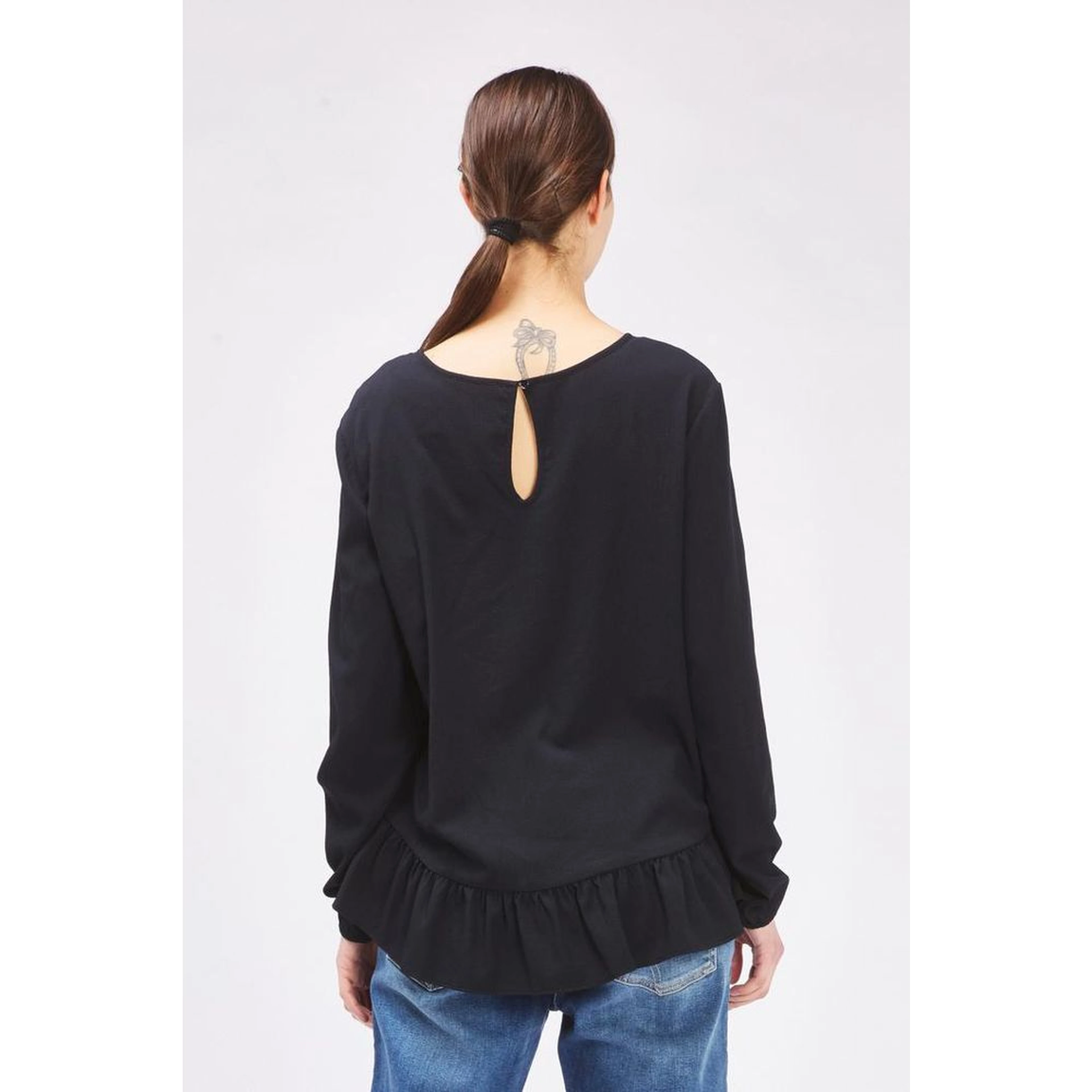 Black Polyester Long Sleeve T-Shirt