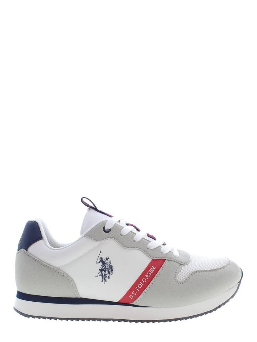 White Polyester Athletic Sneakers