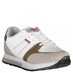 White Polyester Athletic Sneakers