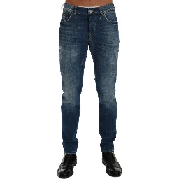 Blue Cotton Slim Fit Jeans