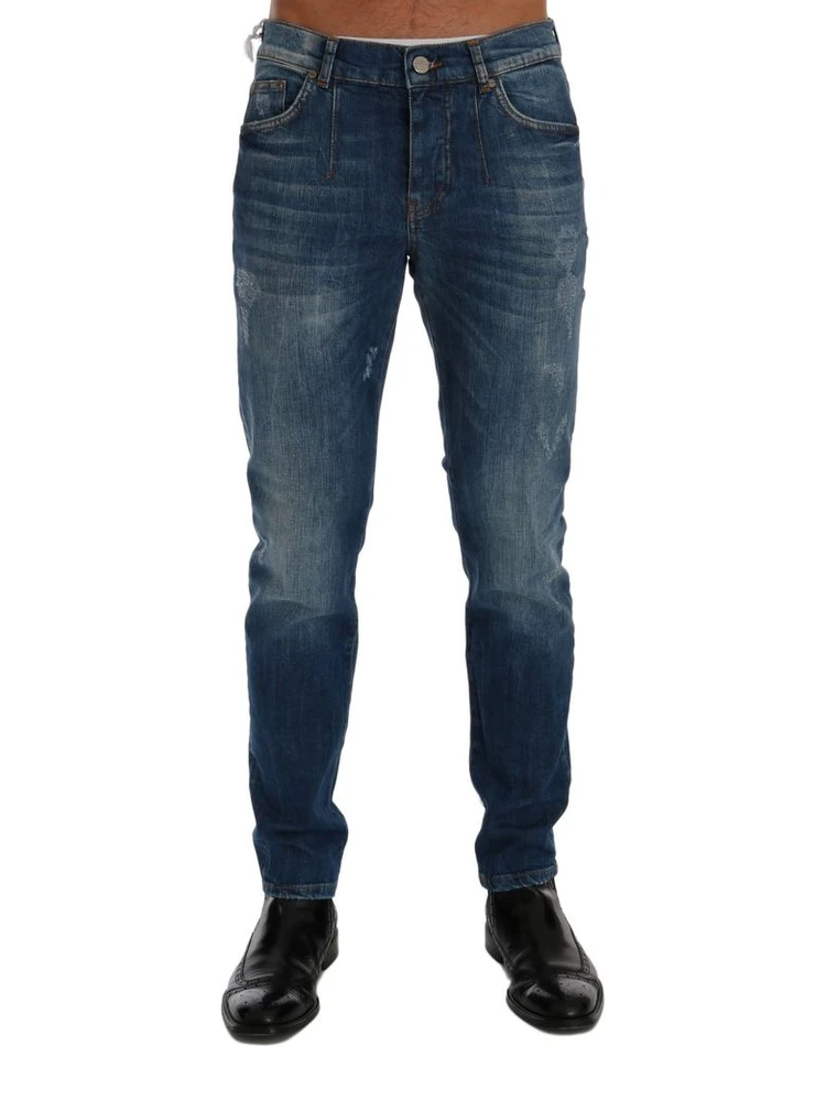 Blue Cotton Slim Fit Jeans