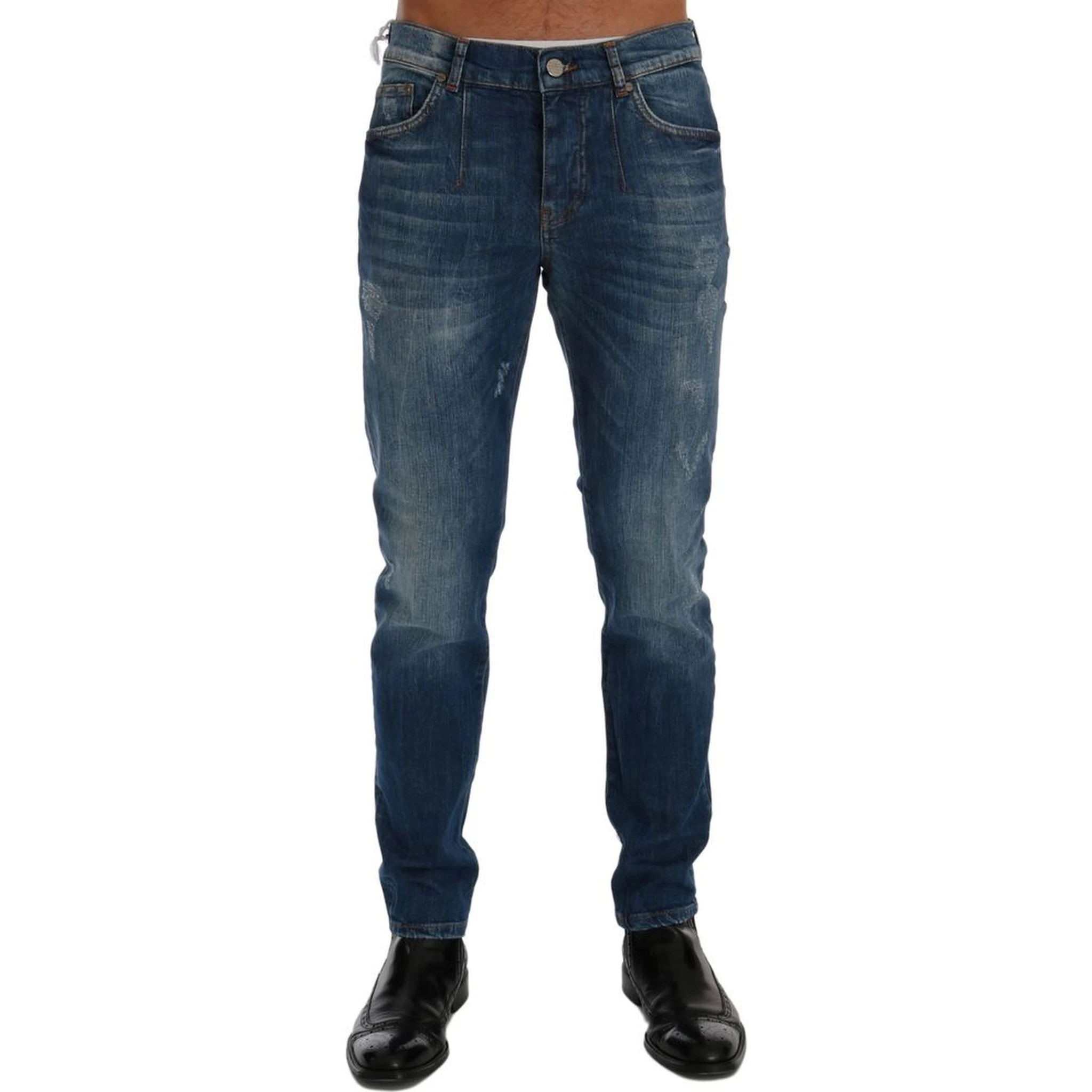 Blue Cotton Slim Fit Jeans