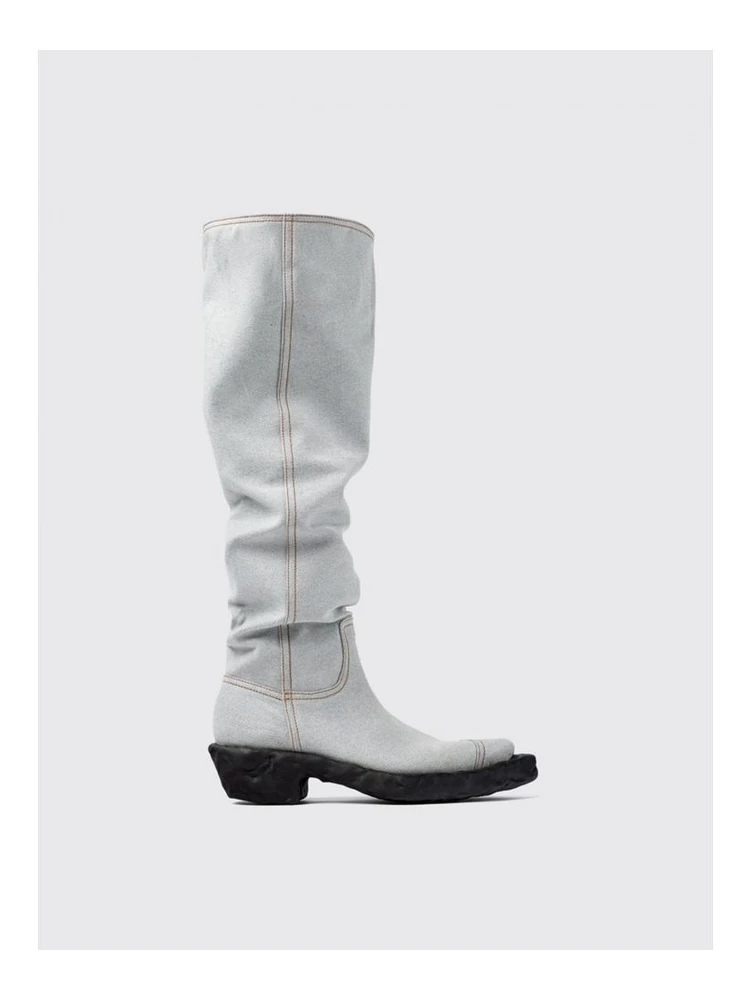 Blue Denim And Rubber Boots