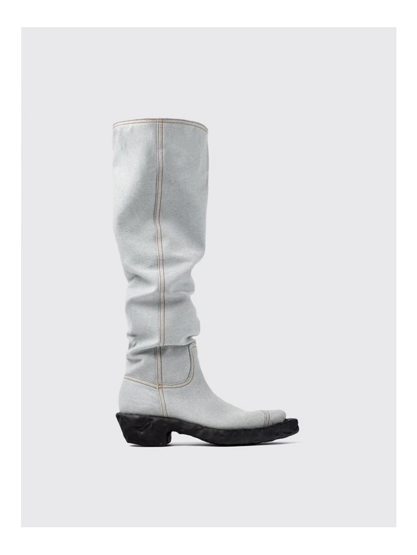 Blue Denim And Rubber Boots