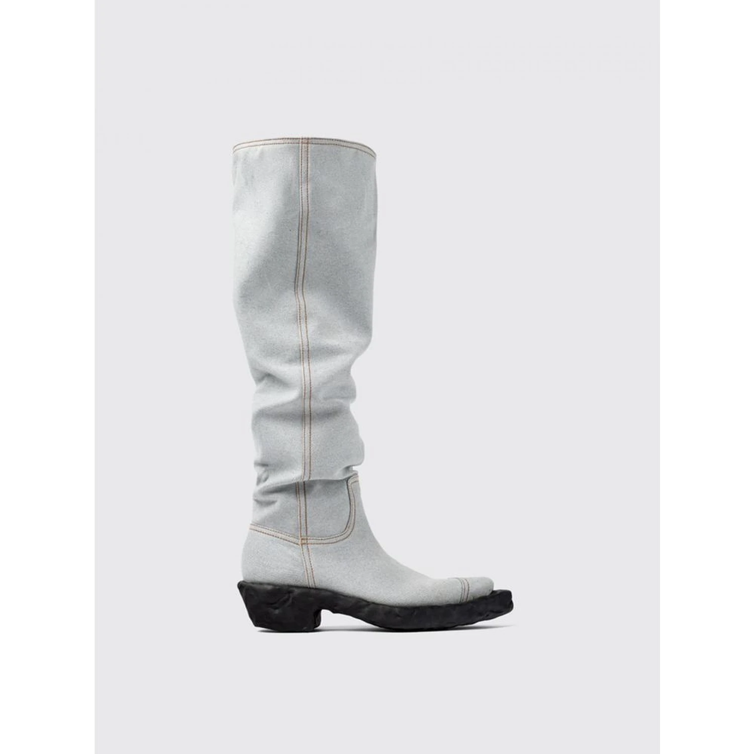 Blue Denim And Rubber Boots