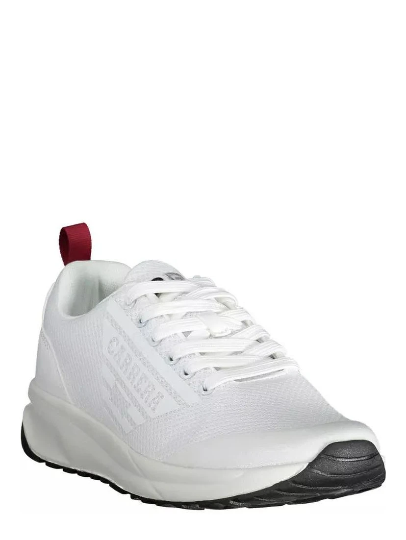 White Polyester Athletic Sneakers