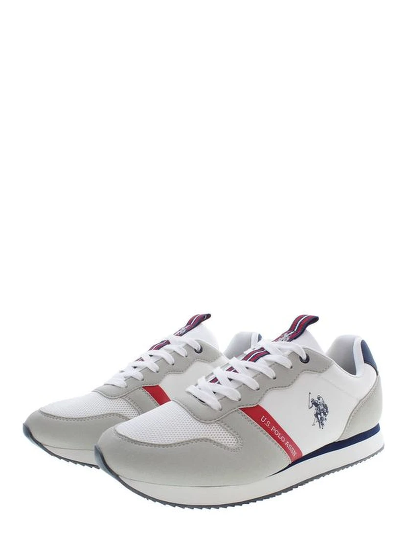 White Polyester Athletic Sneakers