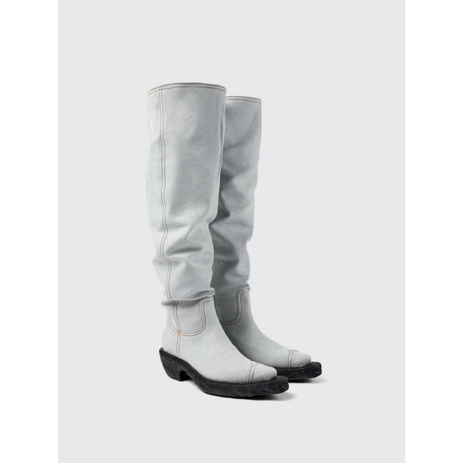 Blue Denim And Rubber Boots