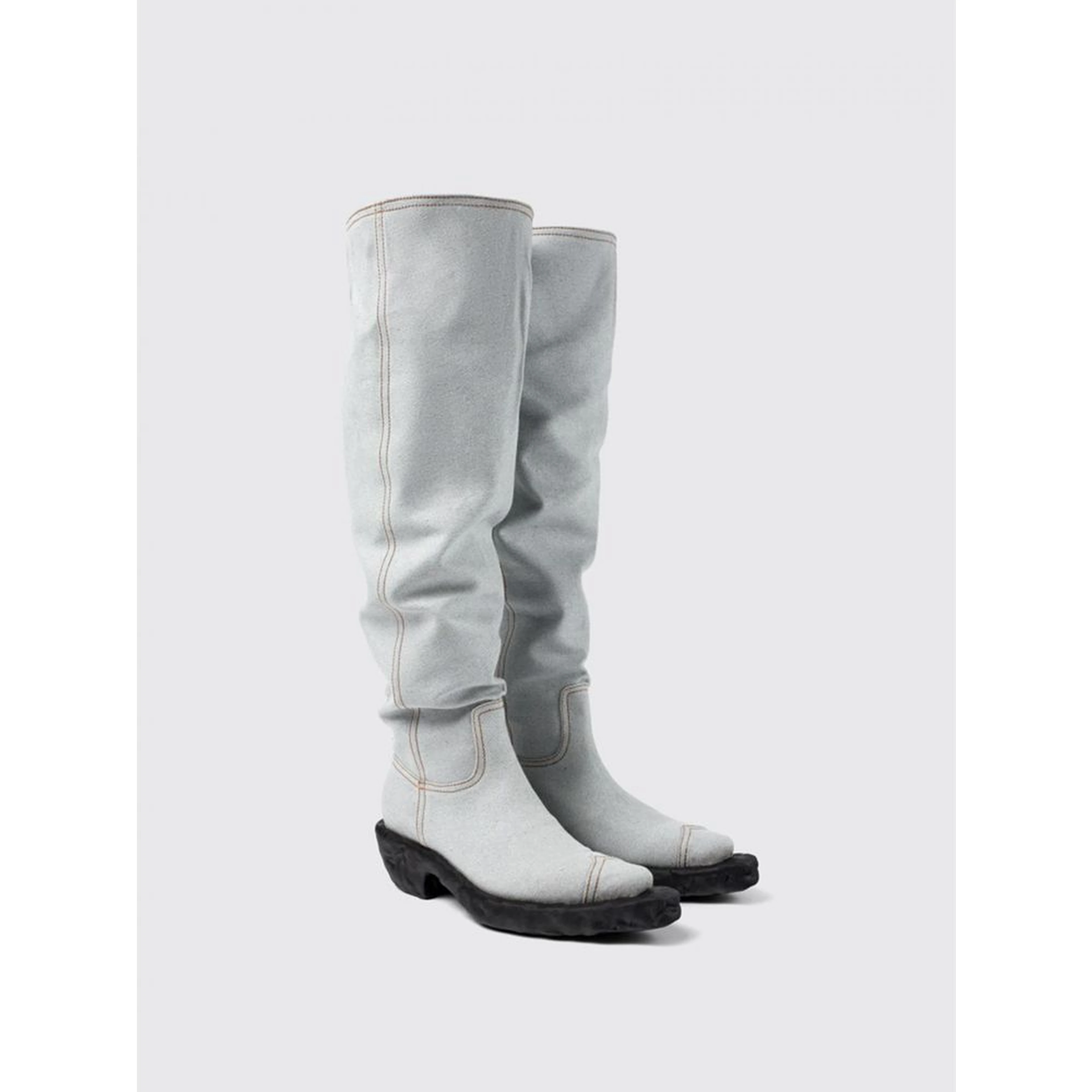 Blue Denim And Rubber Boots