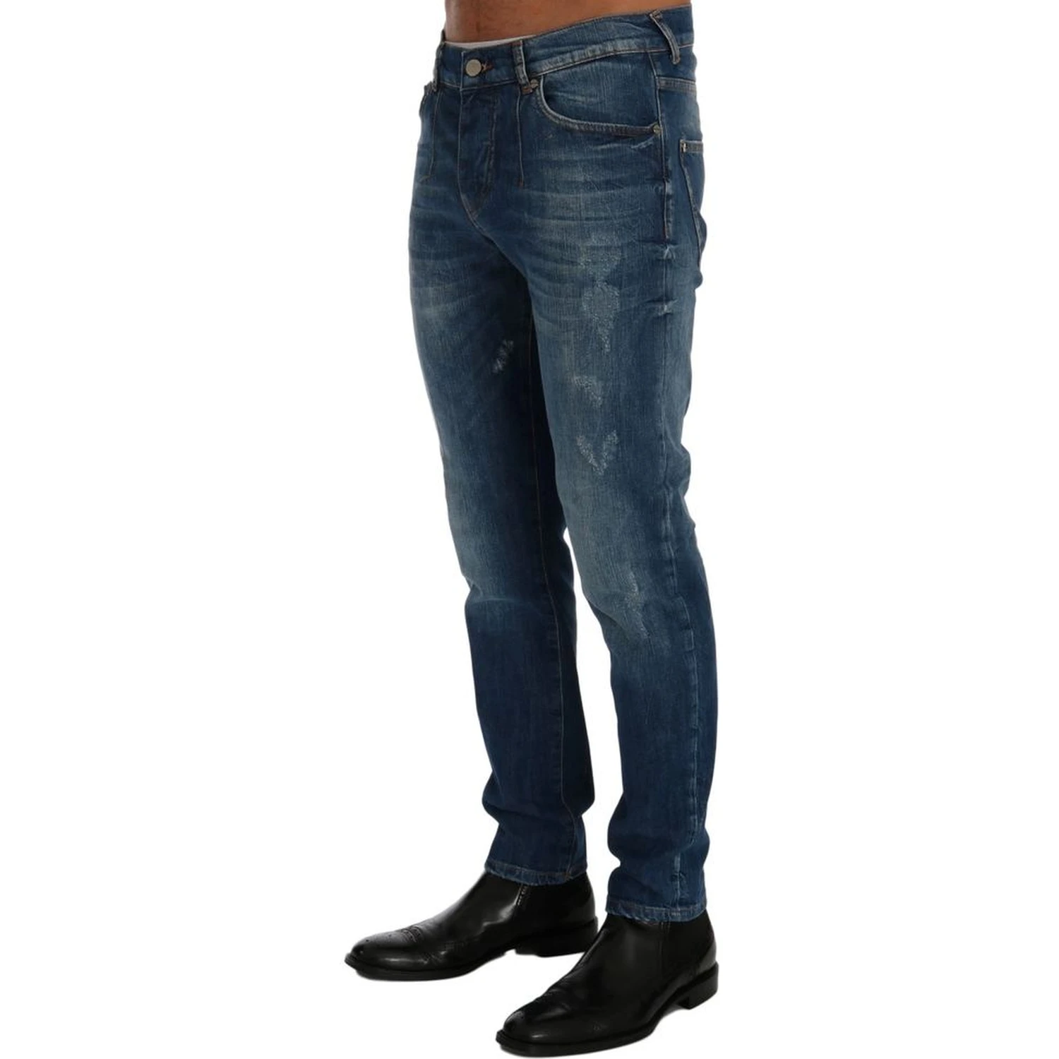 Blue Cotton Slim Fit Jeans