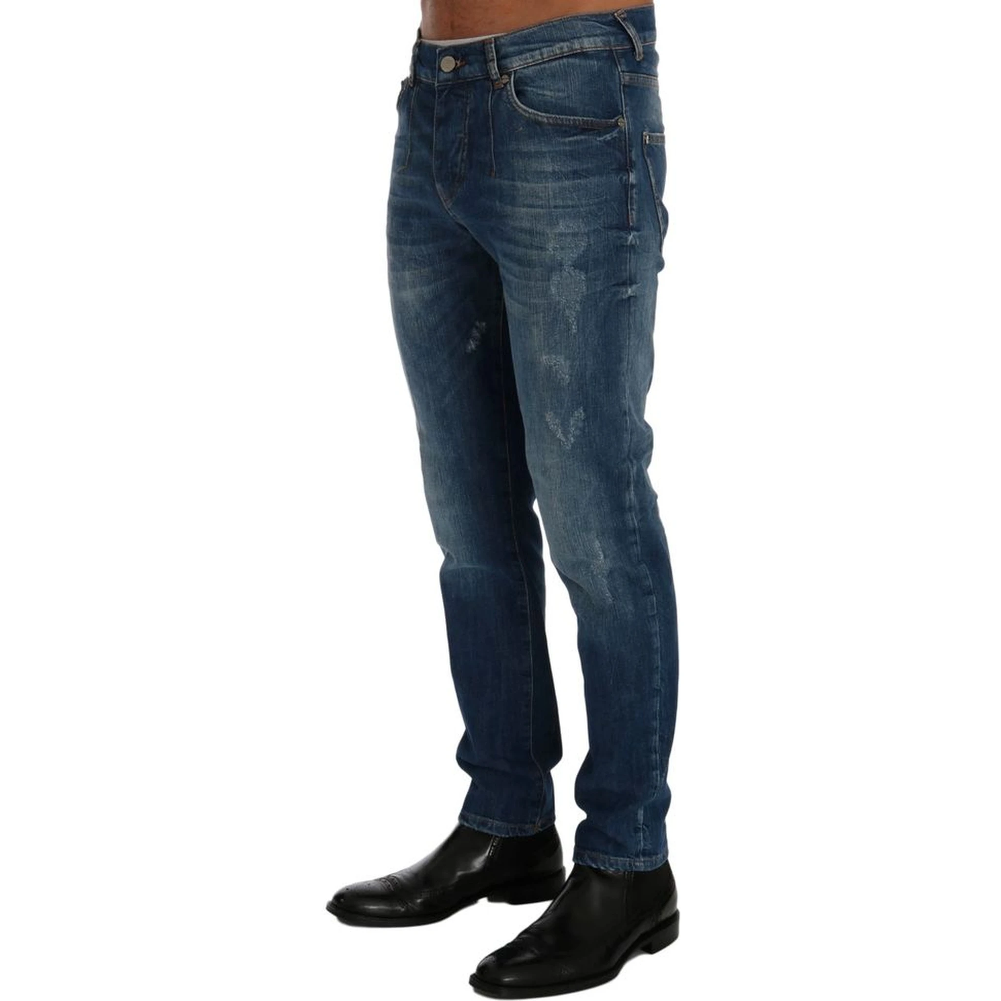 Blue Cotton Slim Fit Jeans