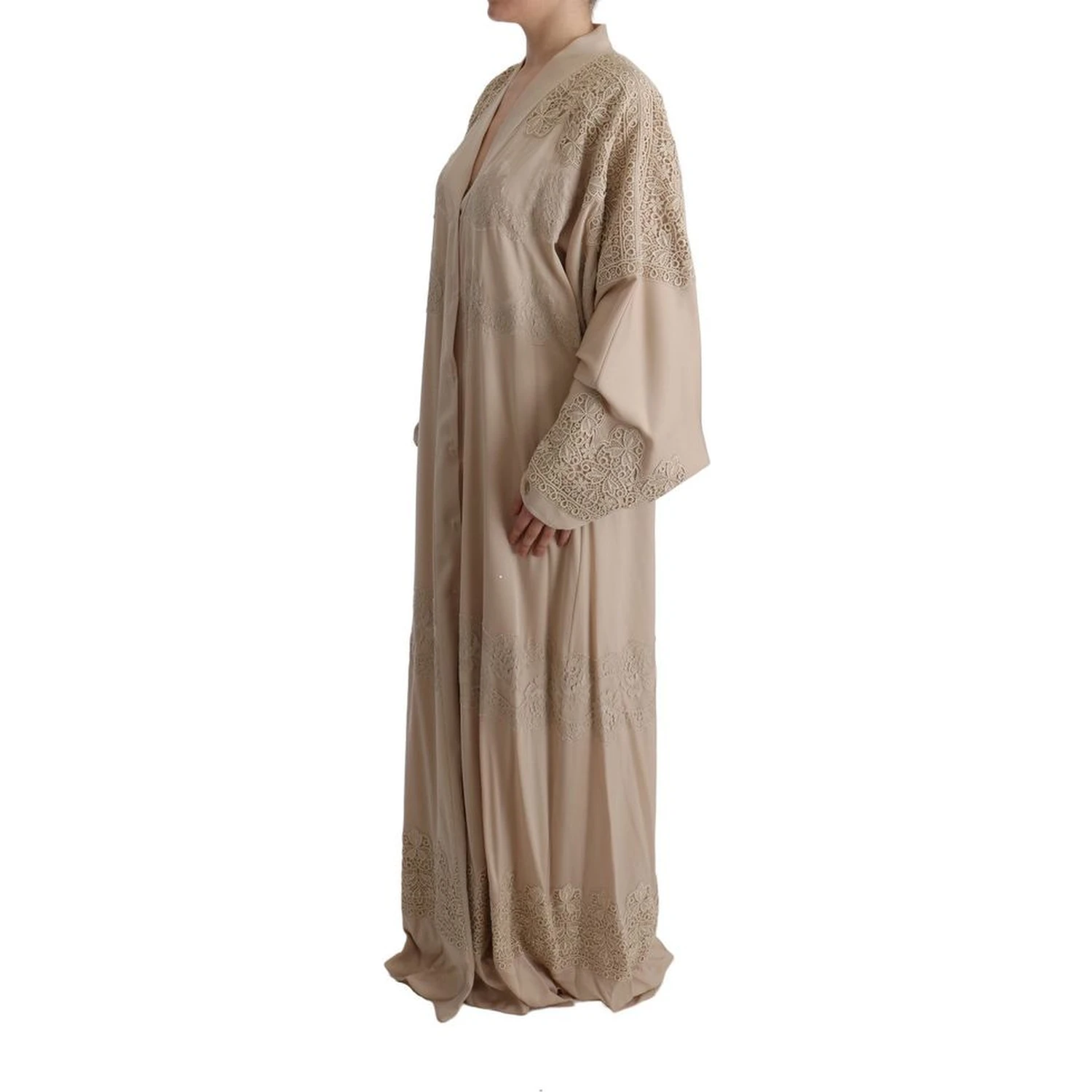 Beige Silk Full-Length Jacket