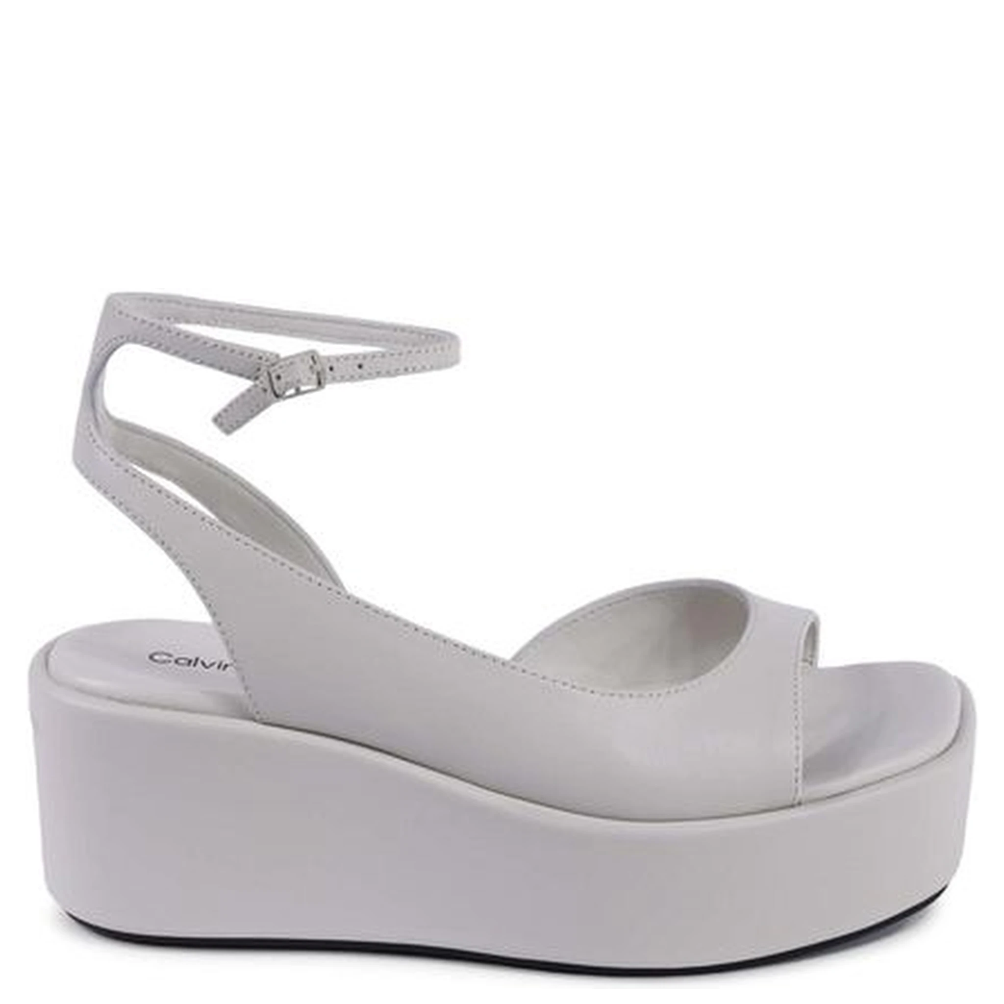 Beige Leather Platform Sandals