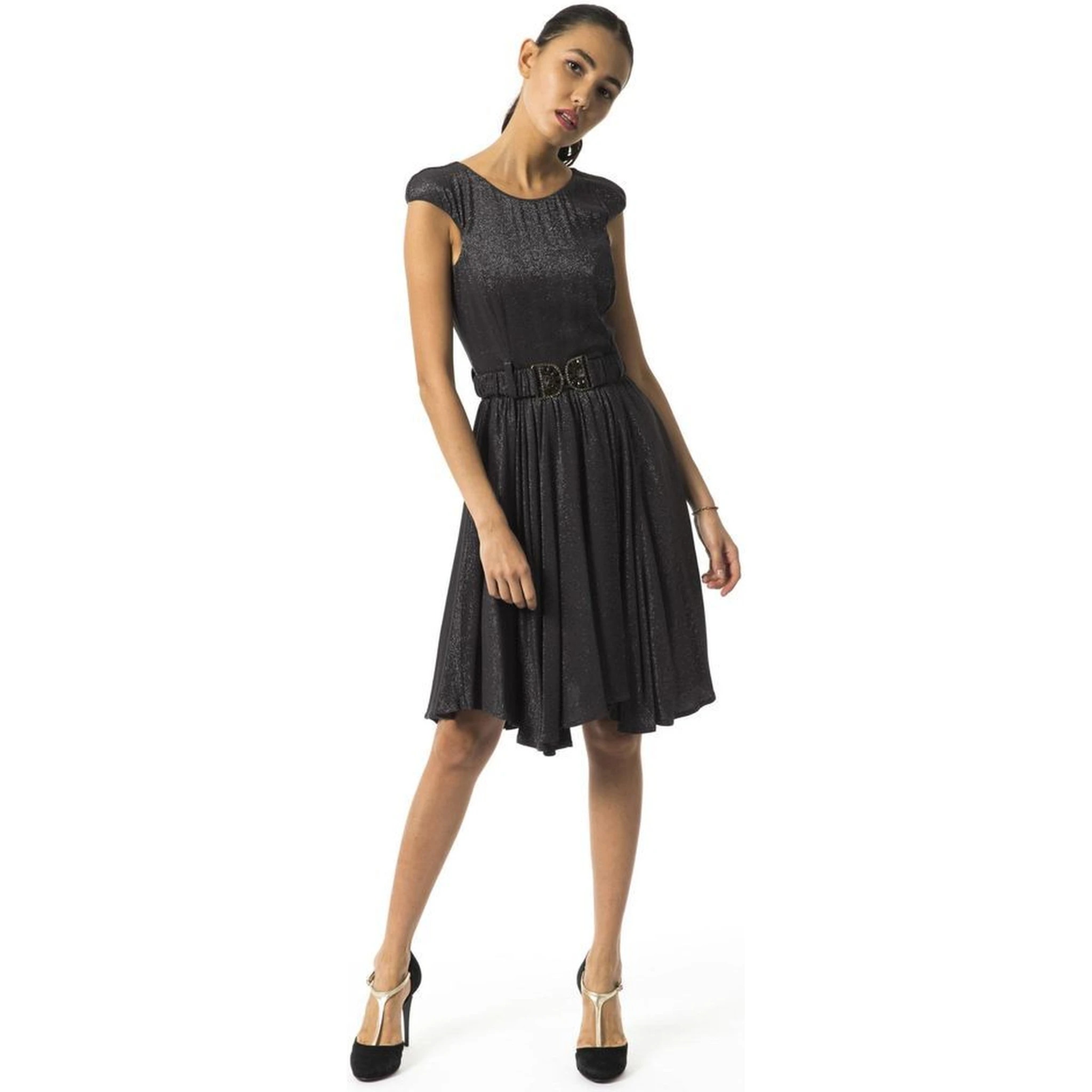 Gray Viscose Casual Dress