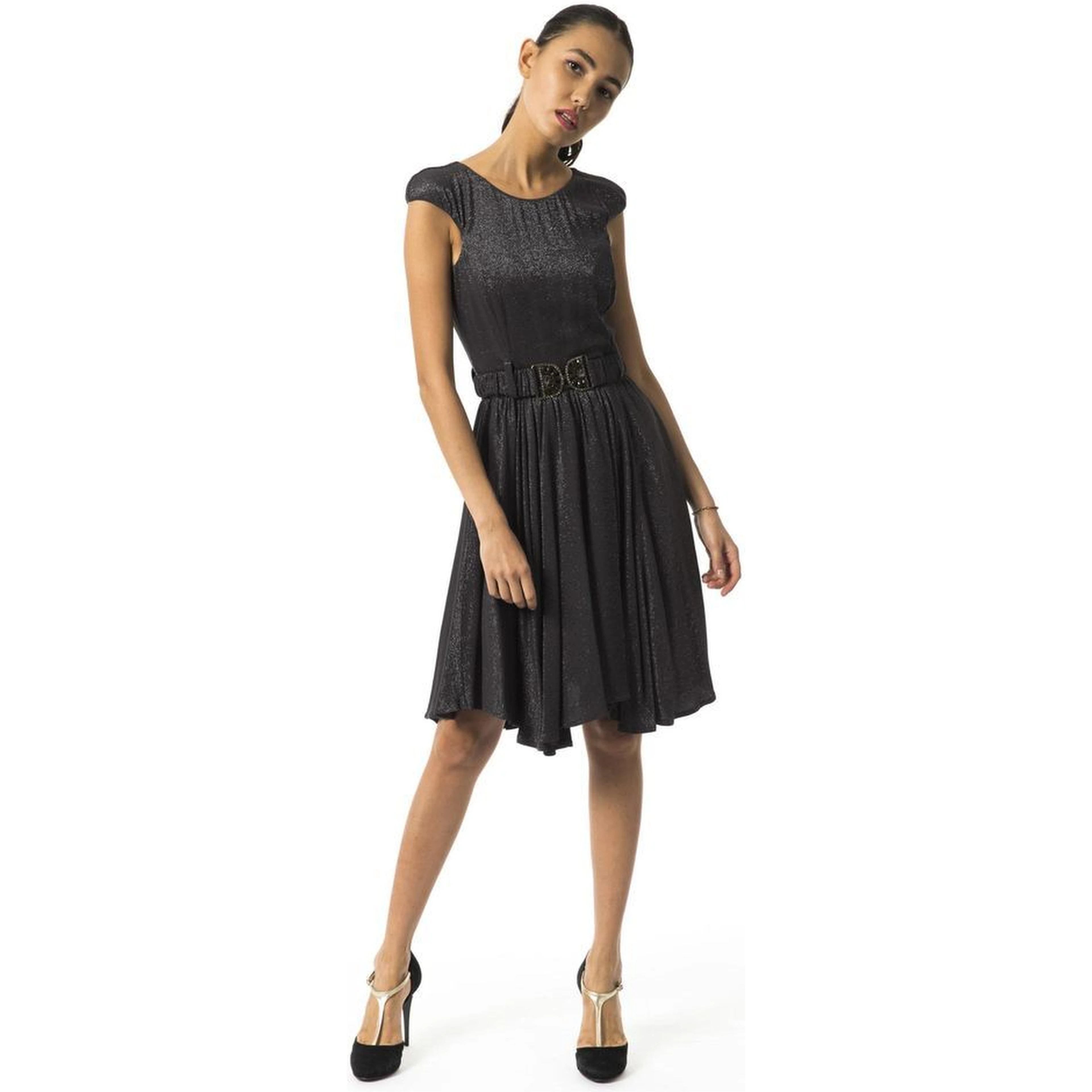 Gray Viscose Casual Dress