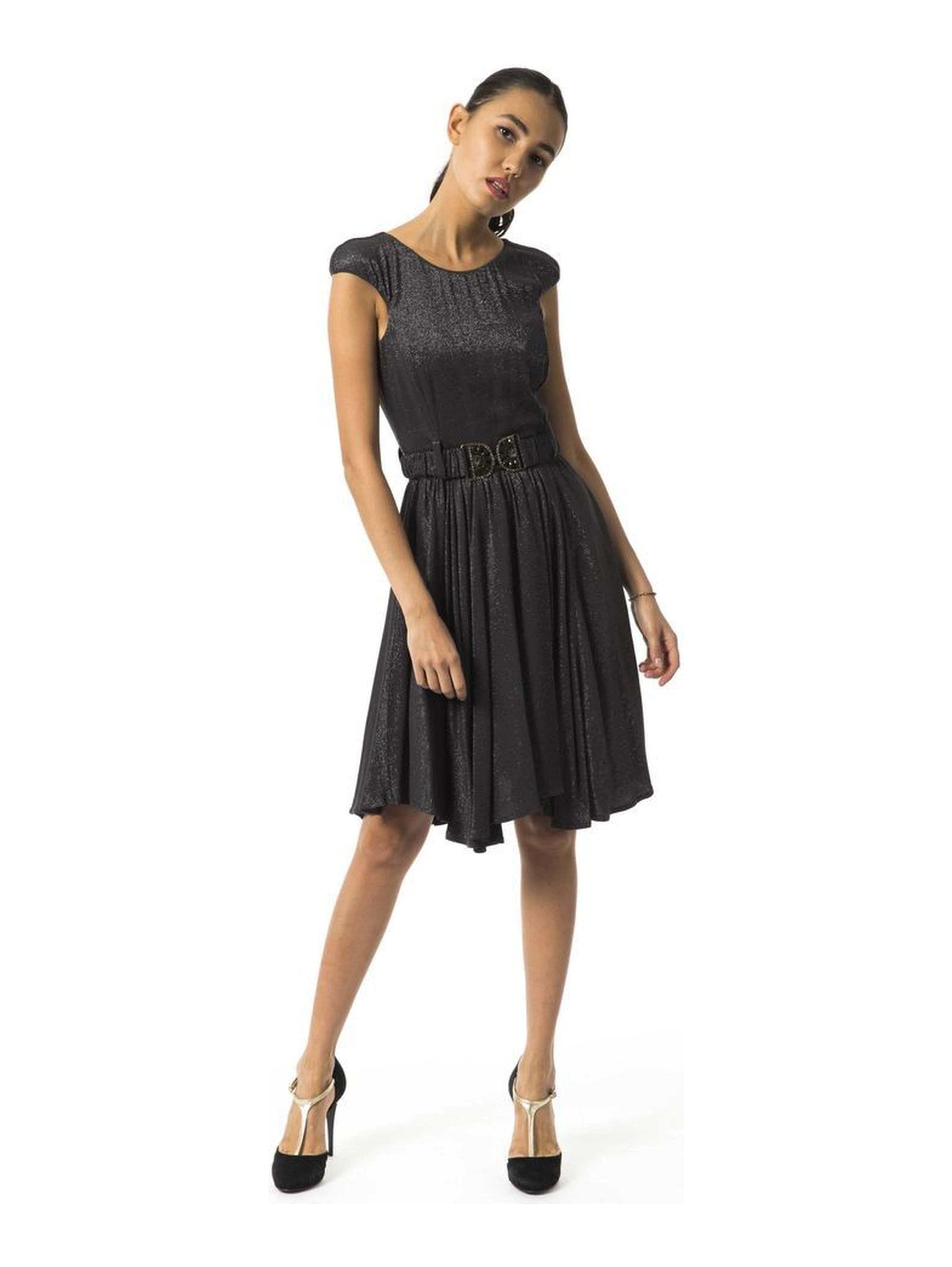 Gray Viscose Casual Dress