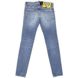 Blue Cotton Straight-Leg Jeans