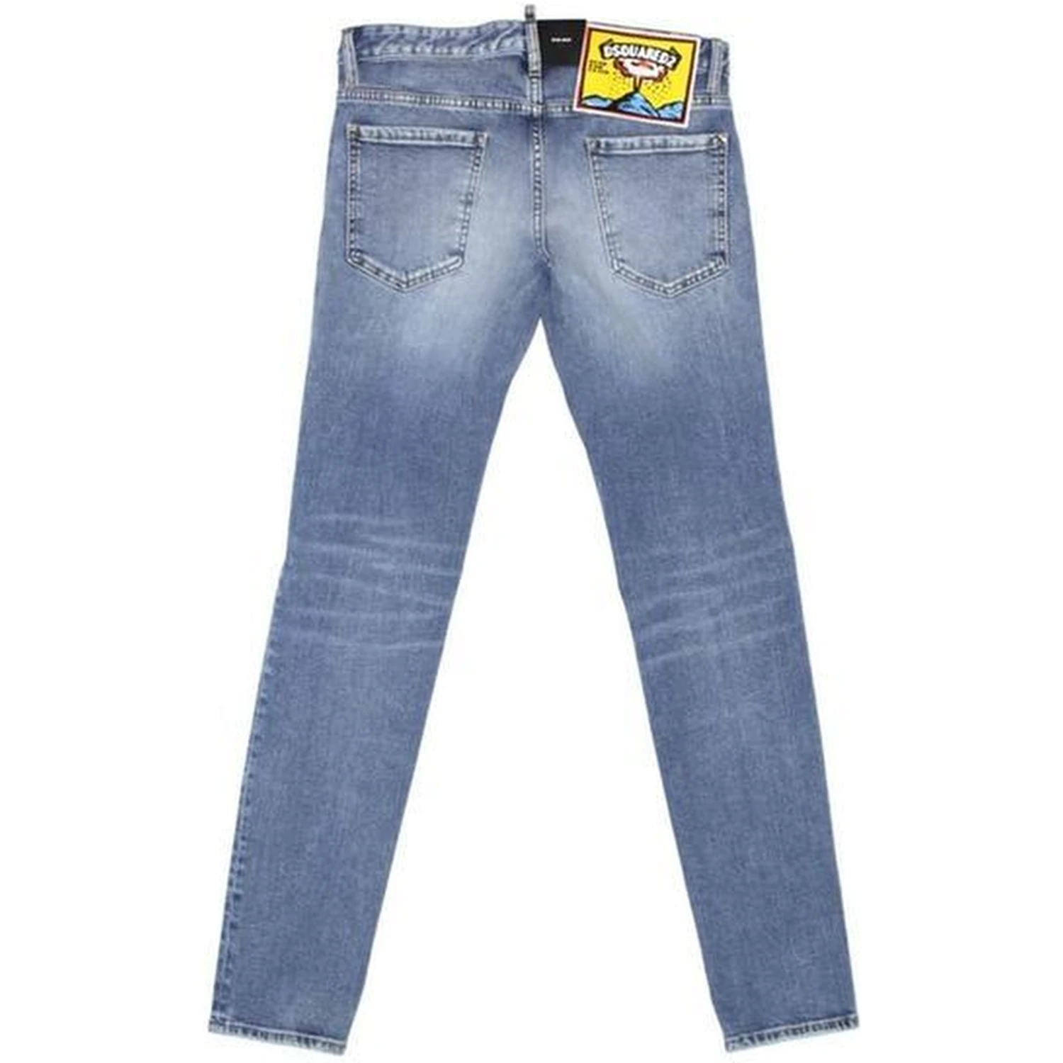 Blue Cotton Straight-Leg Jeans