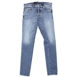 Blue Cotton Straight-Leg Jeans