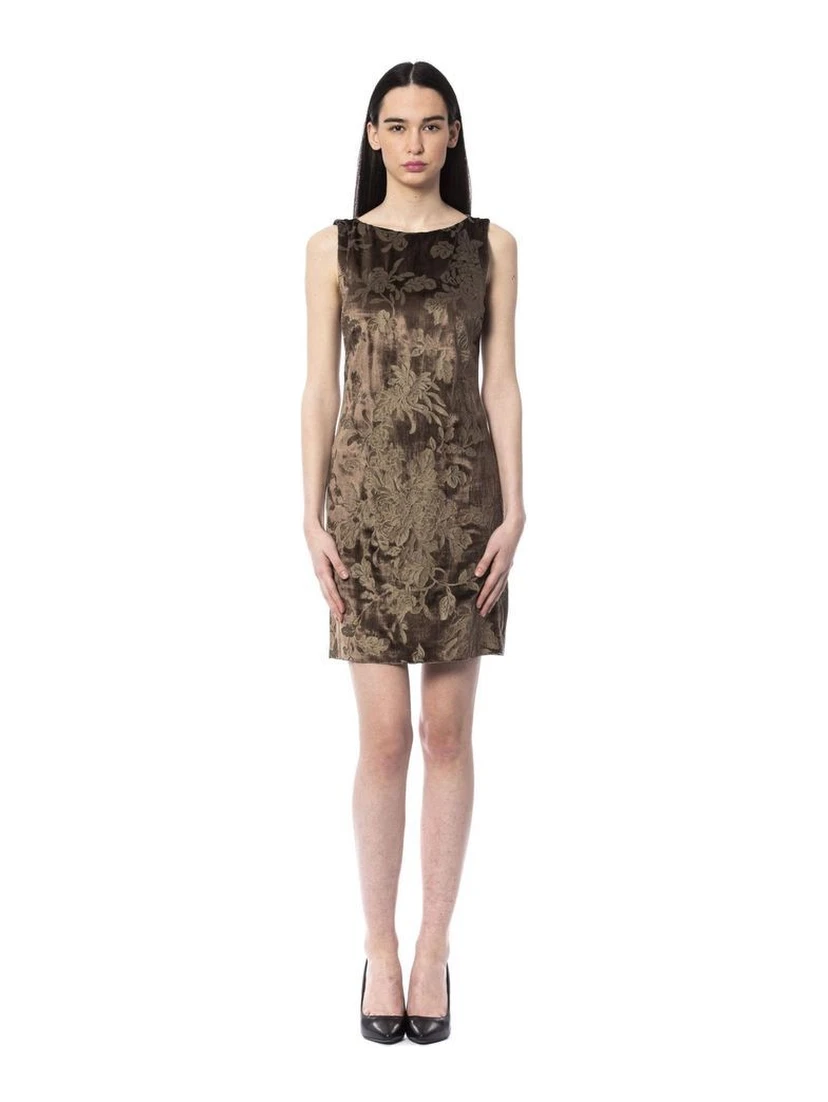 Brown Viscose Casual Dress