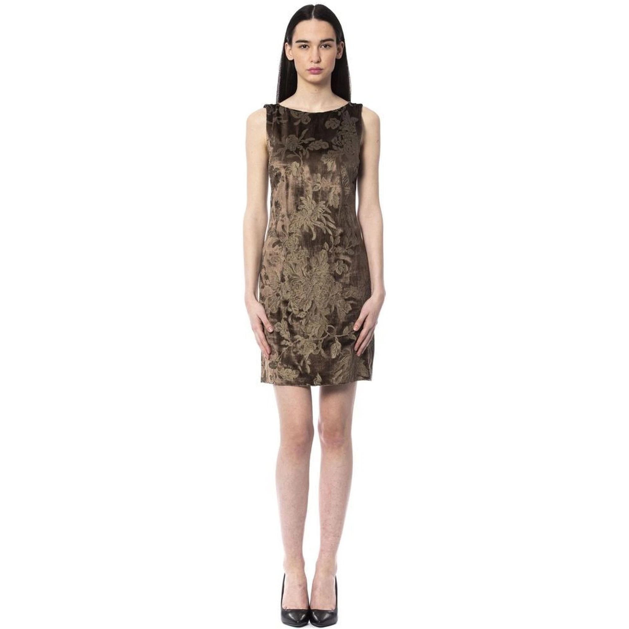 Brown Viscose Casual Dress