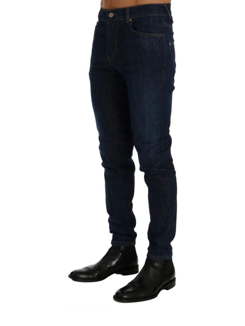 Blue Cotton Slim Fit Jeans
