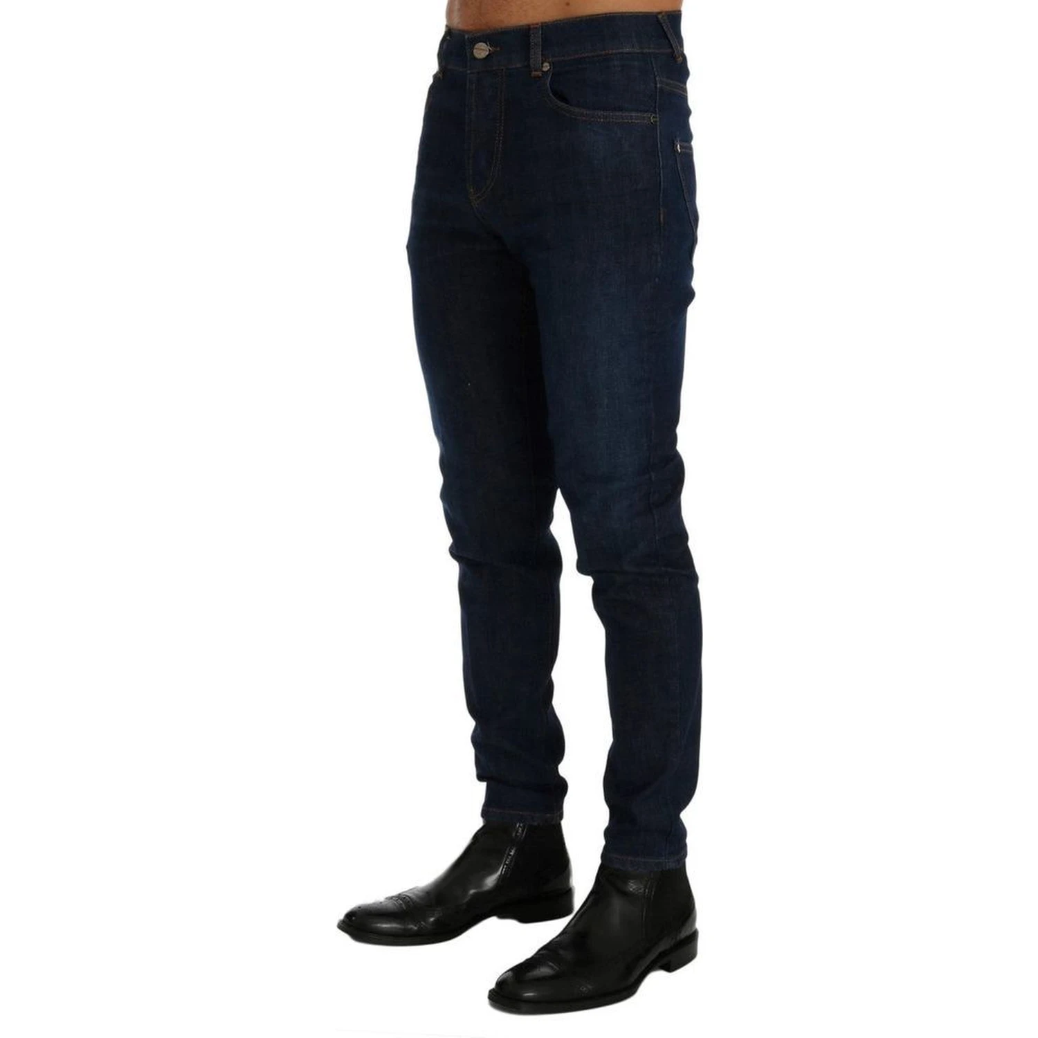 Blue Cotton Slim Fit Jeans