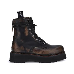 Brown Rubber Lace-Up Boots