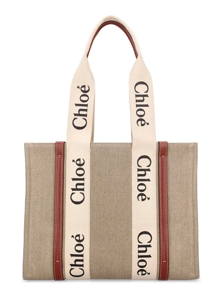 Beige Linen Tote Bag