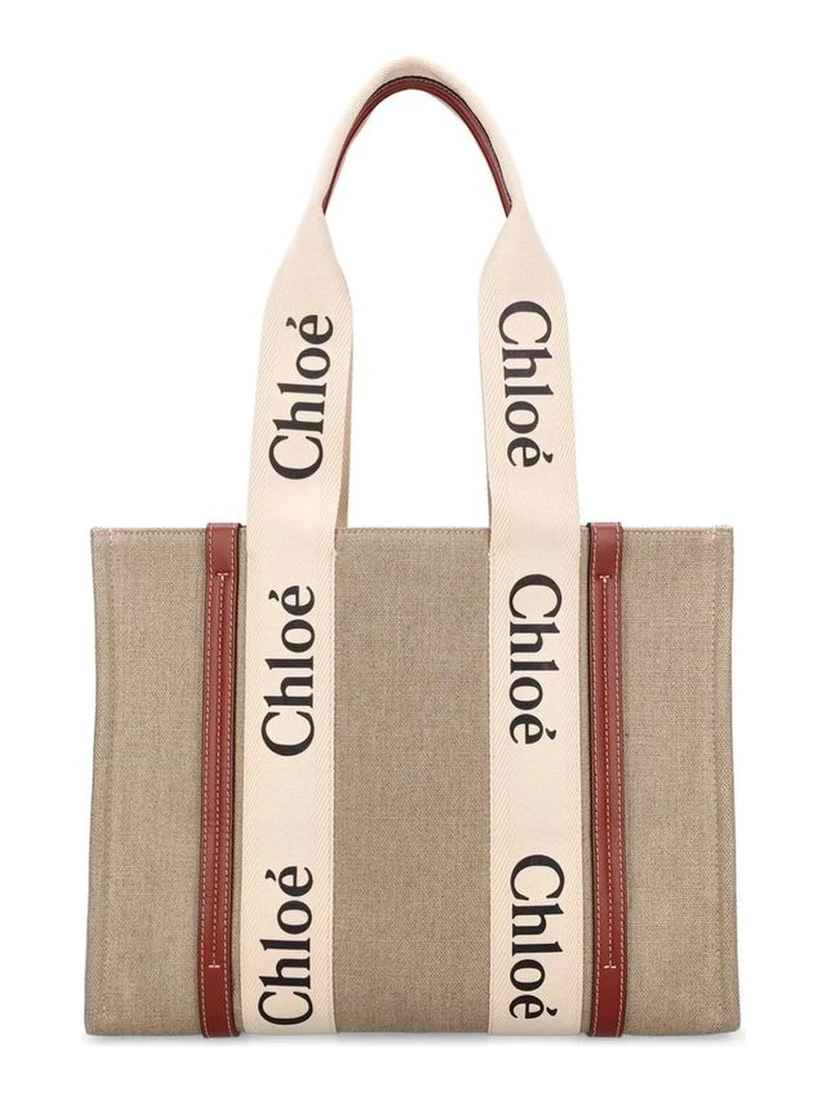 Beige Linen Tote Bag