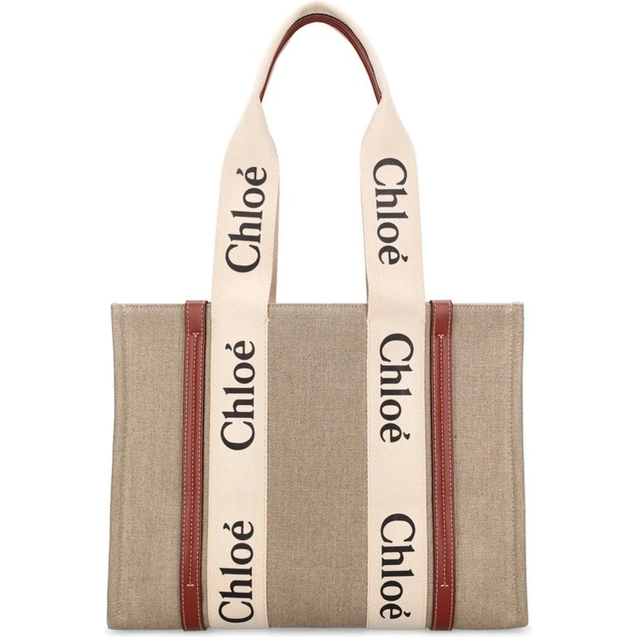 Beige Linen Tote Bag