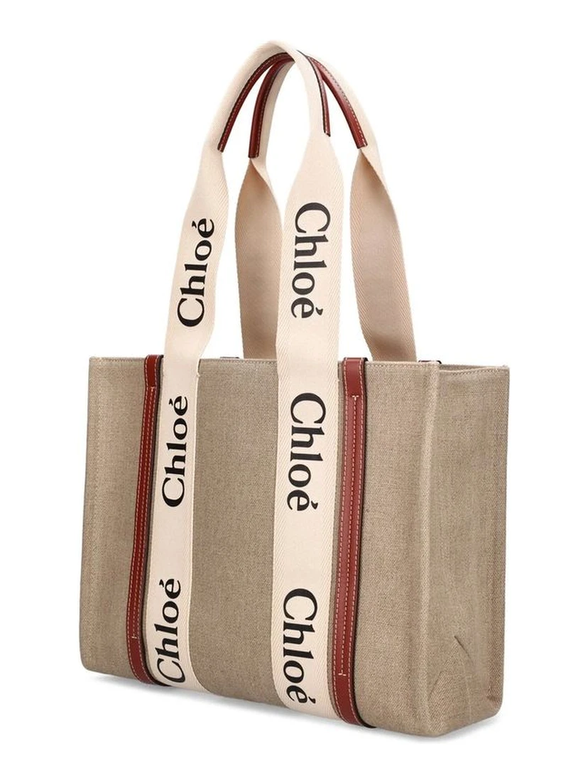 Beige Linen Tote Bag