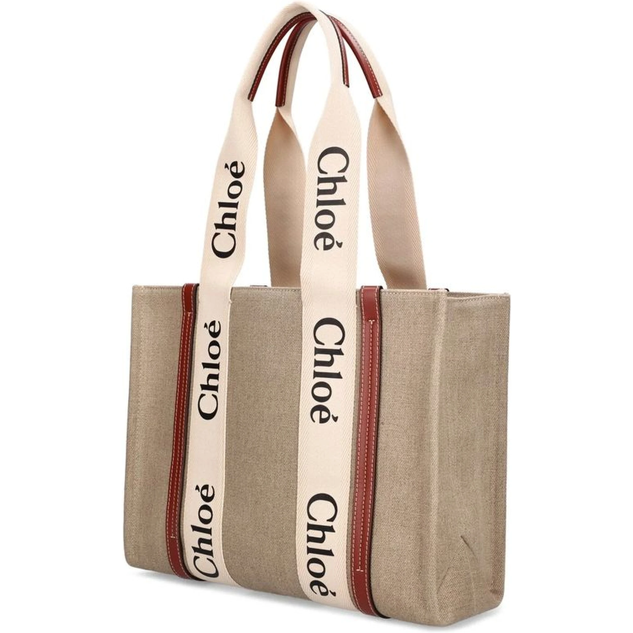 Beige Linen Tote Bag