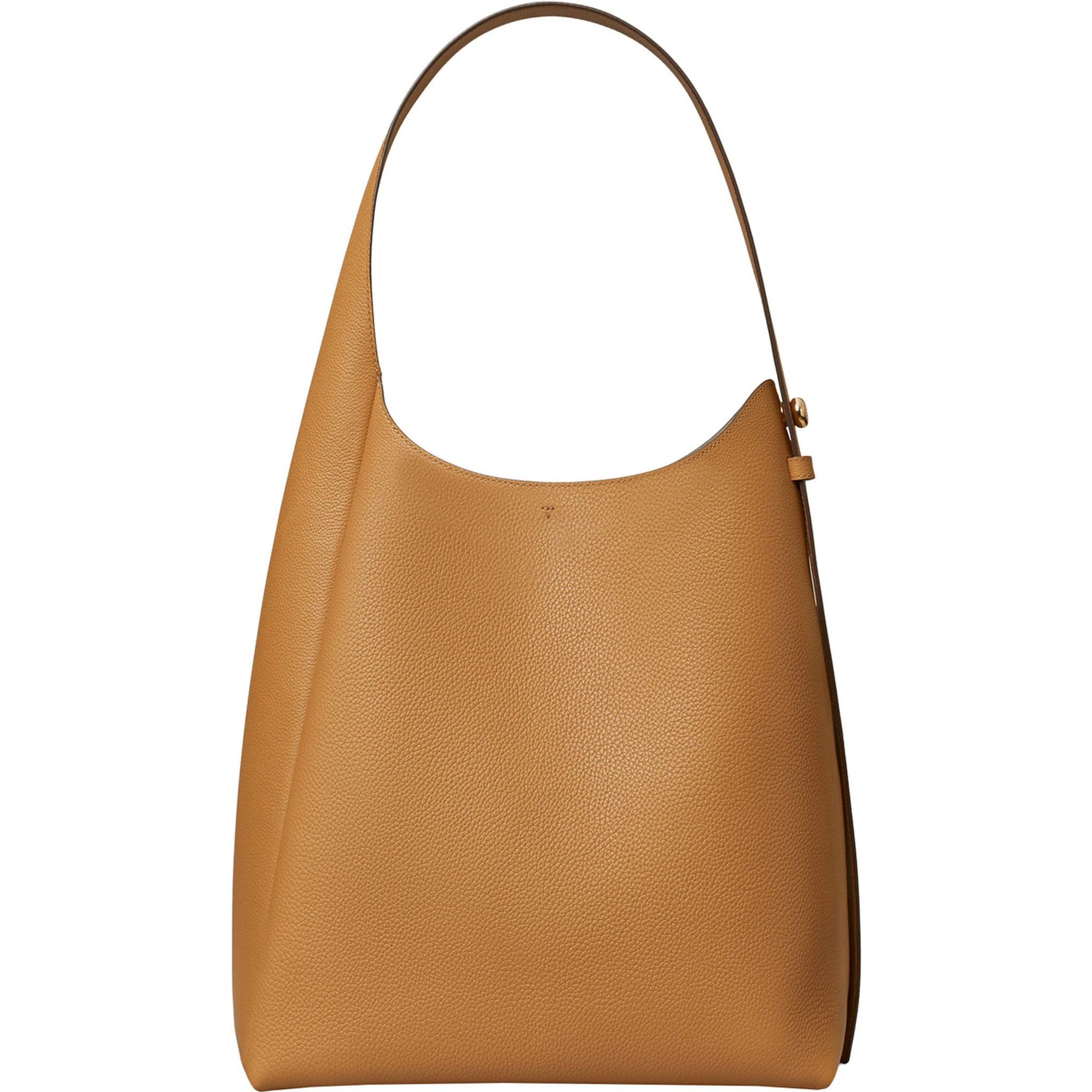 Rony Beige Shoulder Bag with Thin Strap and Logo Button in Leather Woman