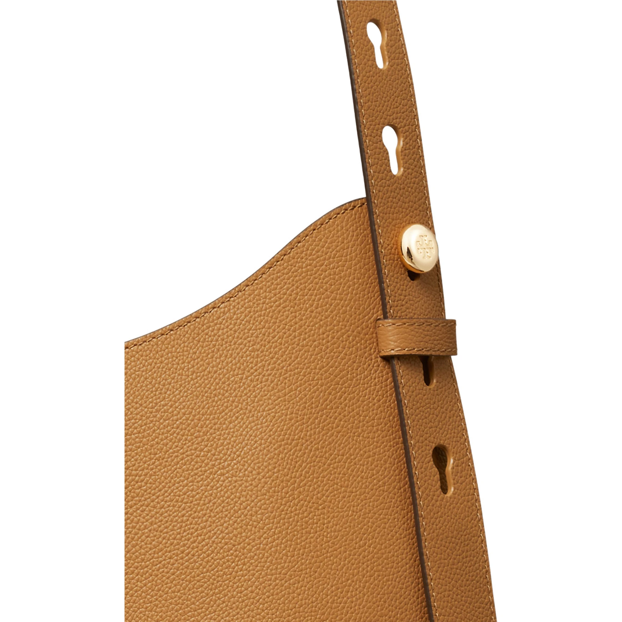 Rony Beige Shoulder Bag with Thin Strap and Logo Button in Leather Woman