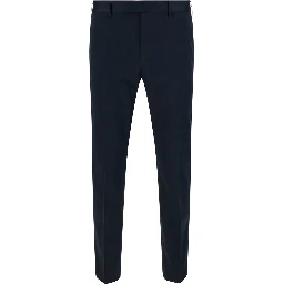 Blu Slim Fit Trousers in Cotton Blend Man