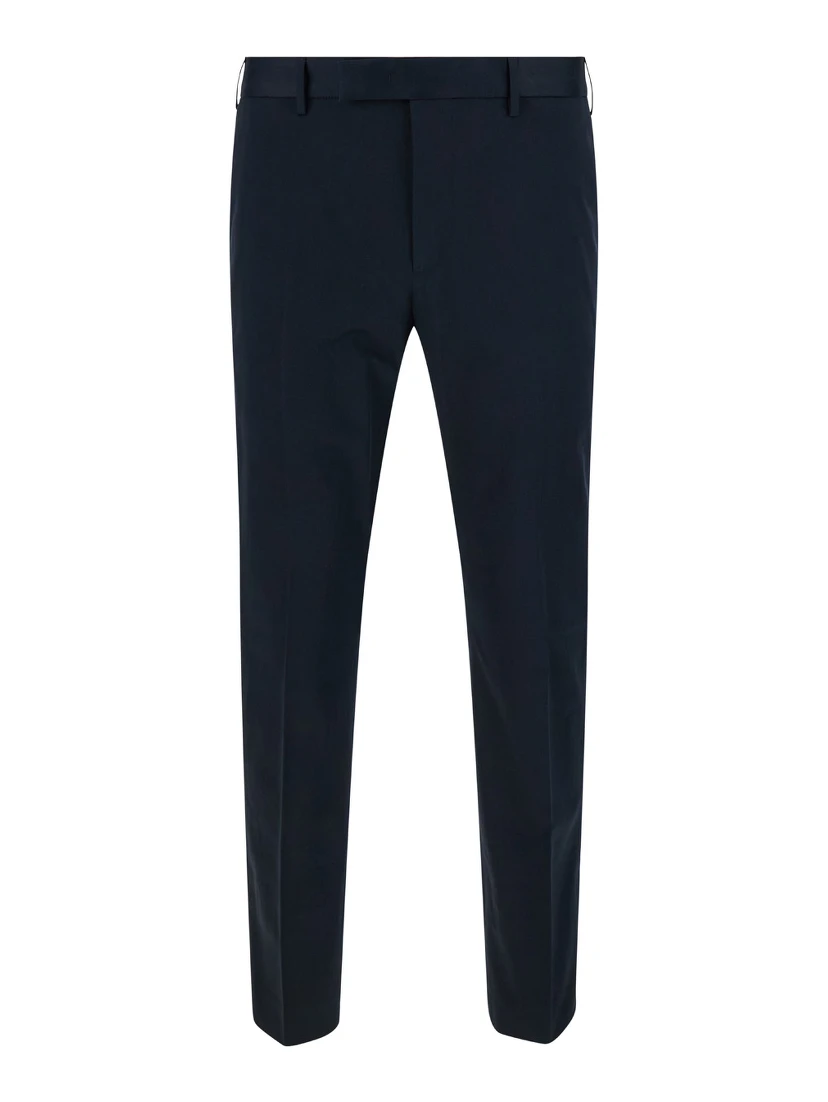 Blu Slim Fit Trousers in Cotton Blend Man