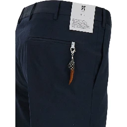 Blu Slim Fit Trousers in Cotton Blend Man