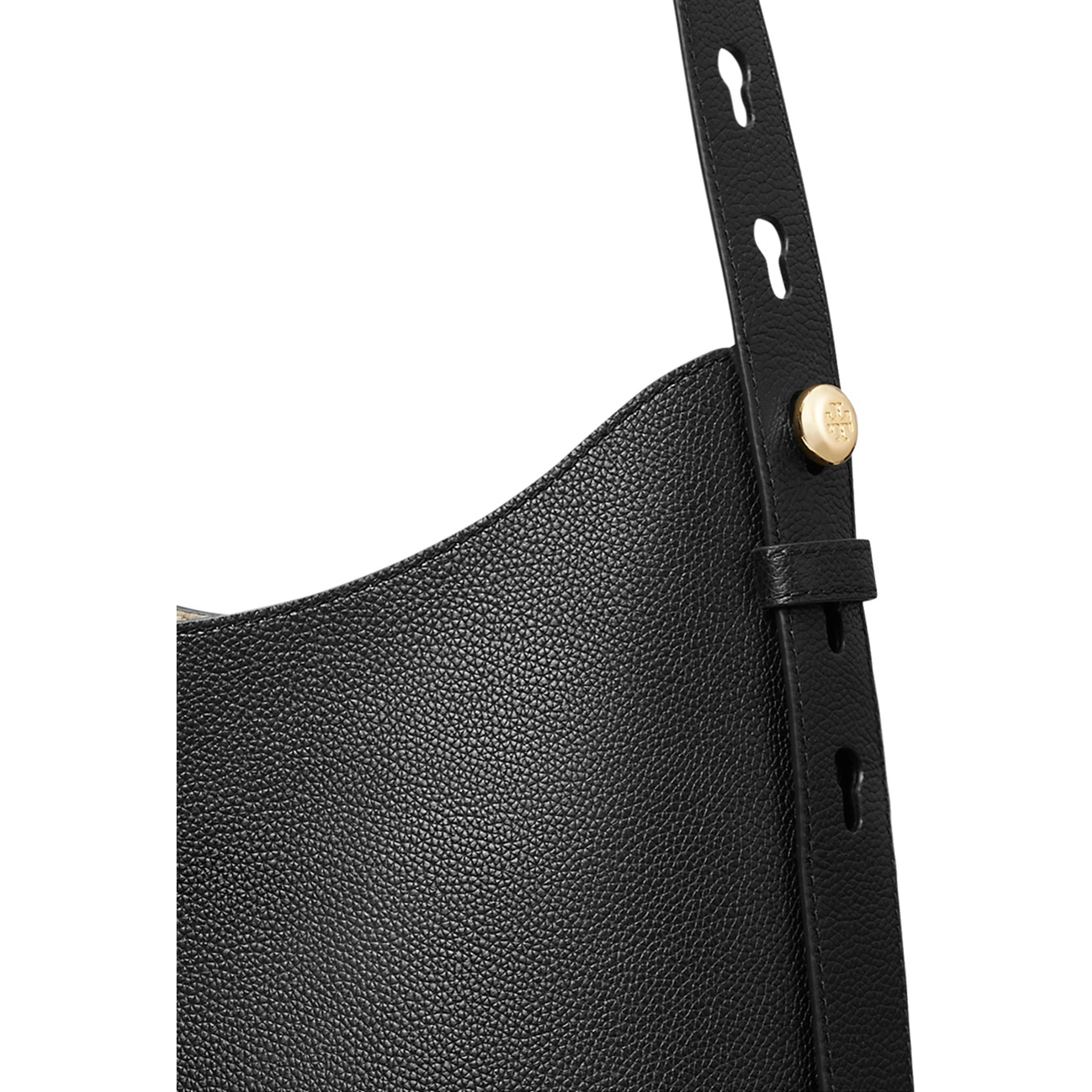 Rony Black Shoulder Bag with Thin Strap and Logo Button in Leather Woman